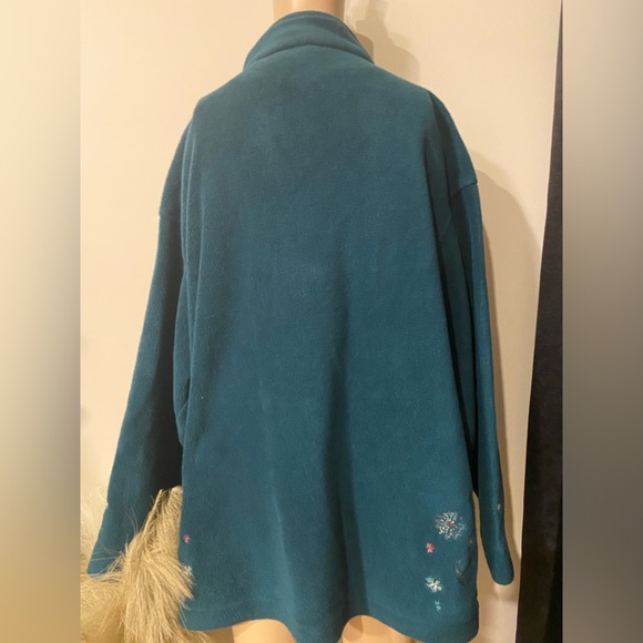 Vintage 90’s Northern Reflections Teal Paisley design Fleece zip up sweater XL - Picture 6 of 12
